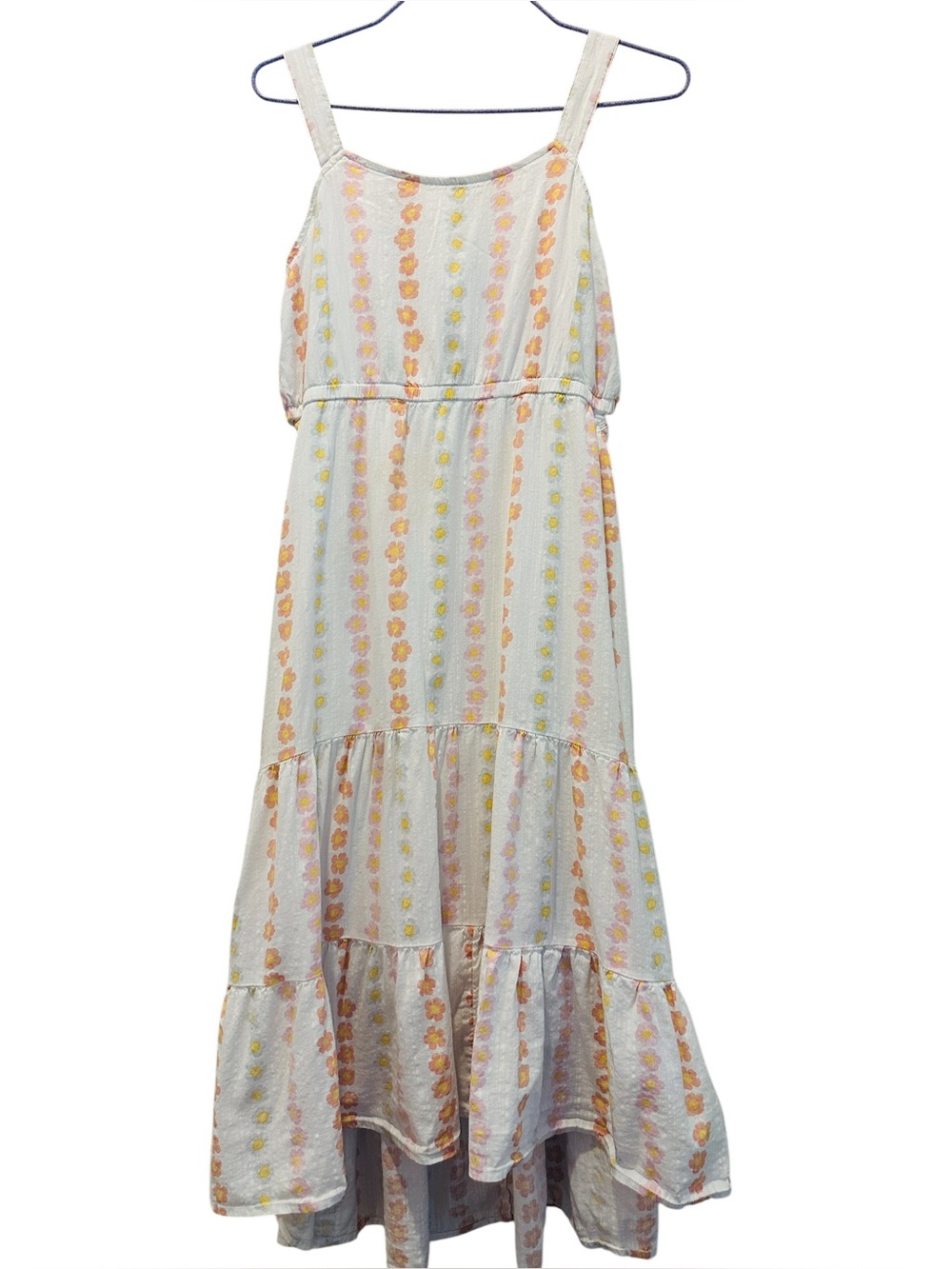 SO Womens Floral Cotton Open Hip Knee High Sleeveless Dress XL Cottagecore Fairy